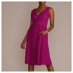 DB Studio Fuschia Pink Lace Overlay Dress